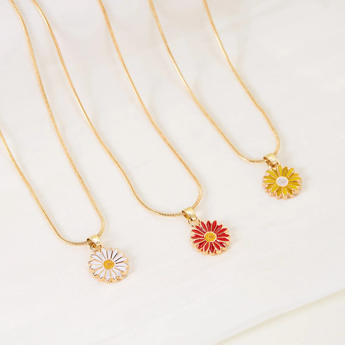 Pastoral Simple Style Daisy Alloy Copper Wholesale Pendant Necklace