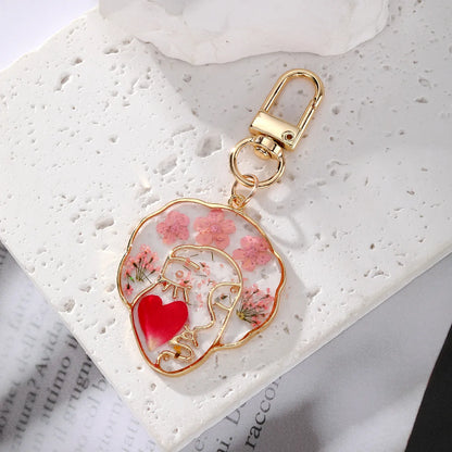 Pastoral Simple Style Flower Alloy Resin Printing Keychain