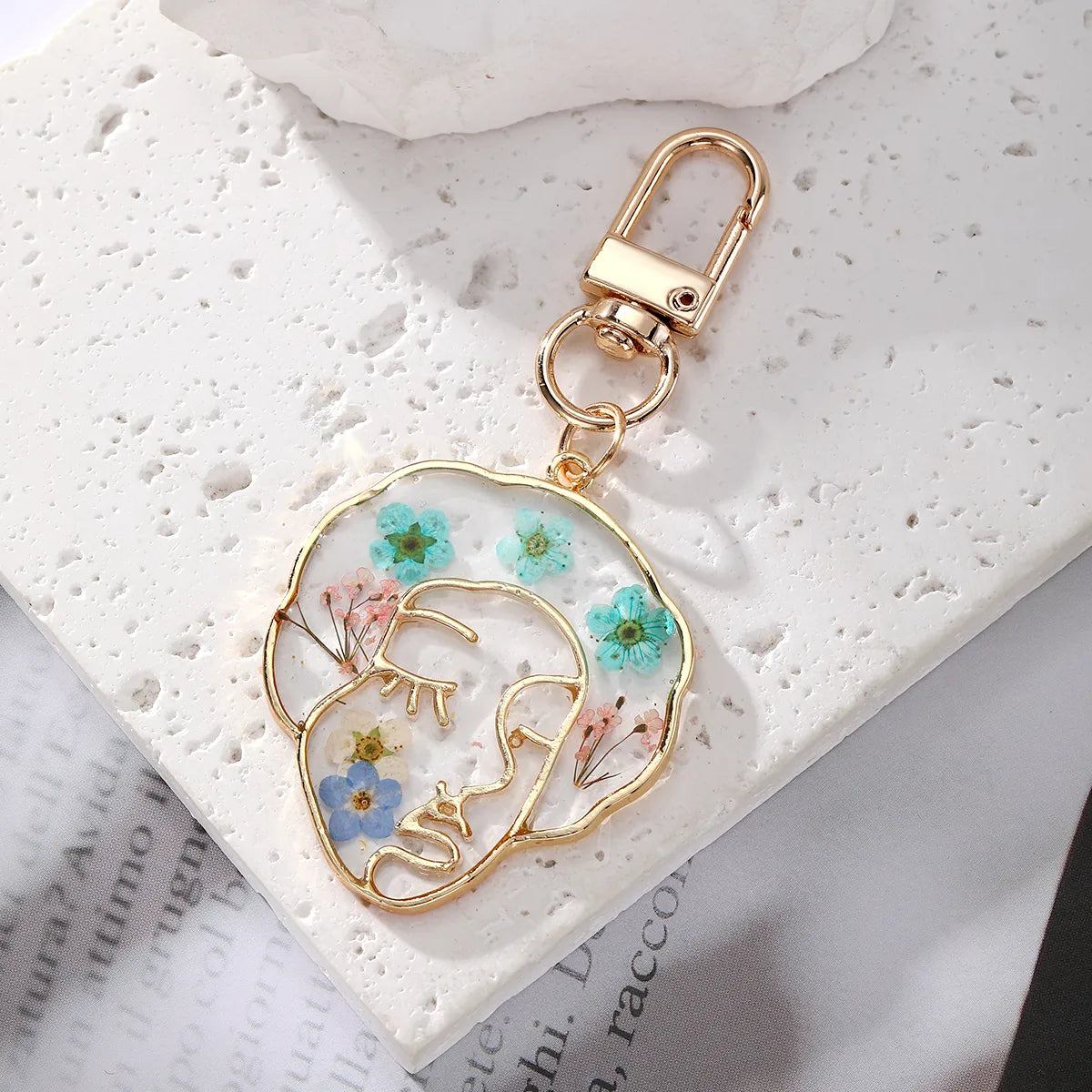 Pastoral Simple Style Flower Alloy Resin Printing Keychain