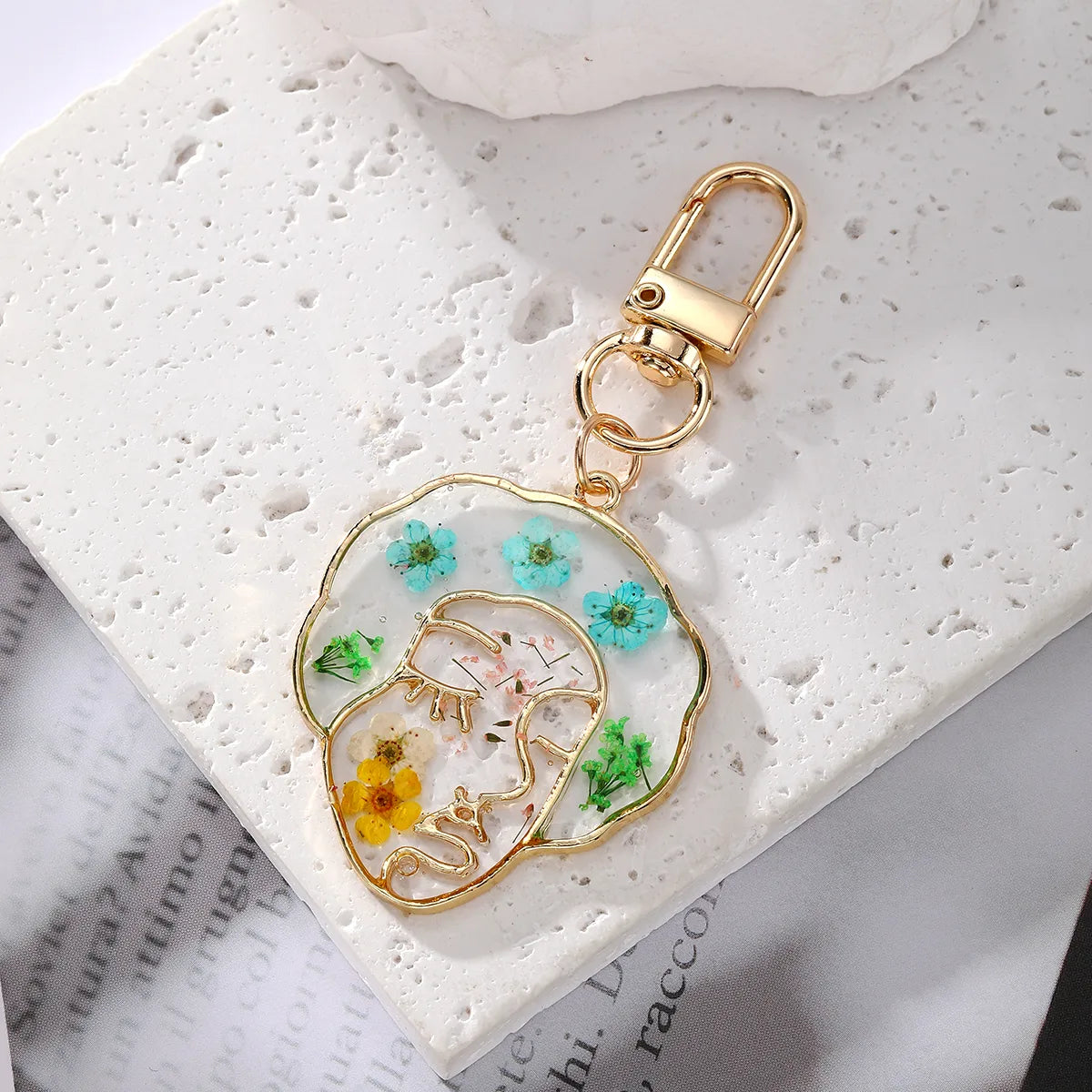 Pastoral Simple Style Flower Alloy Resin Printing Keychain