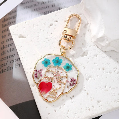 Pastoral Simple Style Flower Alloy Resin Printing Keychain