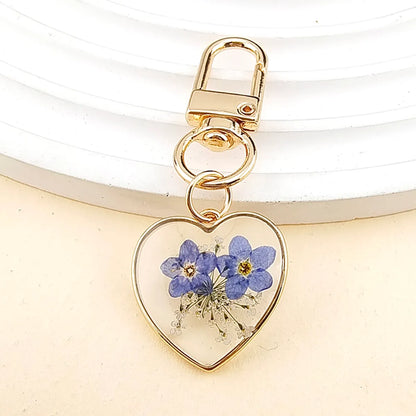 Pastoral Simple Style Heart Shape Flower Alloy Resin Keychain