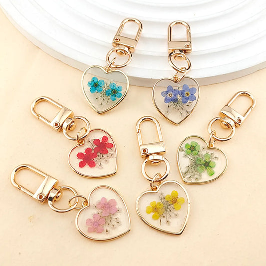 Pastoral Simple Style Heart Shape Flower Alloy Resin Keychain