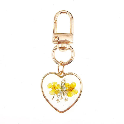 Pastoral Simple Style Heart Shape Flower Alloy Resin Keychain