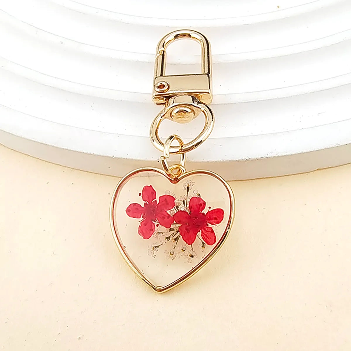 Pastoral Simple Style Heart Shape Flower Alloy Resin Keychain