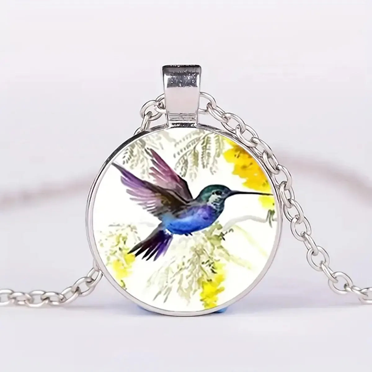 Pastoral Simple Style Hummingbird Glass Alloy Wholesale Pendant Necklace