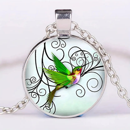 Pastoral Simple Style Hummingbird Glass Alloy Wholesale Pendant Necklace