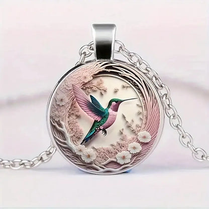 Pastoral Simple Style Hummingbird Glass Alloy Wholesale Pendant Necklace