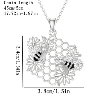 Pastoral Simple Style Sunflower Honeycomb Bee Alloy Hollow Out Gold Plated Silver Plated Women's Pendant Necklace