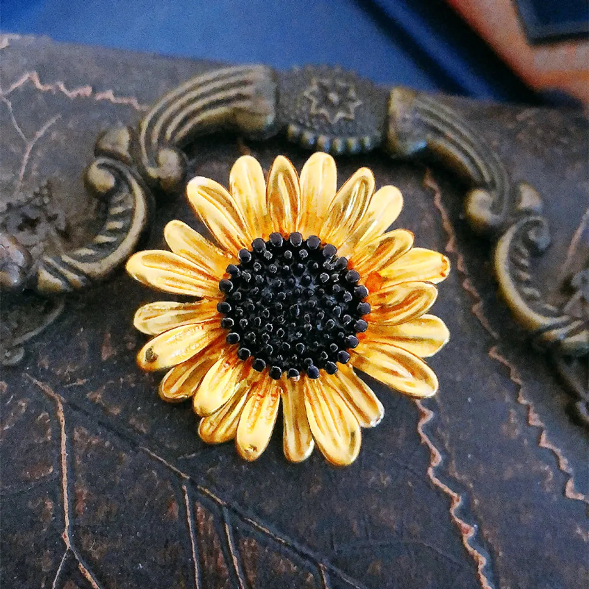 Pastoral Sunflower Alloy Inlay Rhinestones Women'S Brooches