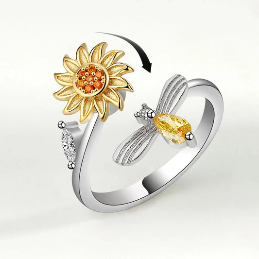 Pastoral Sunflower Copper Plating Open Ring