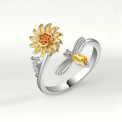 Pastoral Sunflower Copper Plating Open Ring