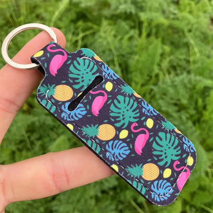 Pastoral Sunflower Lips Leopard Polyester Keychain