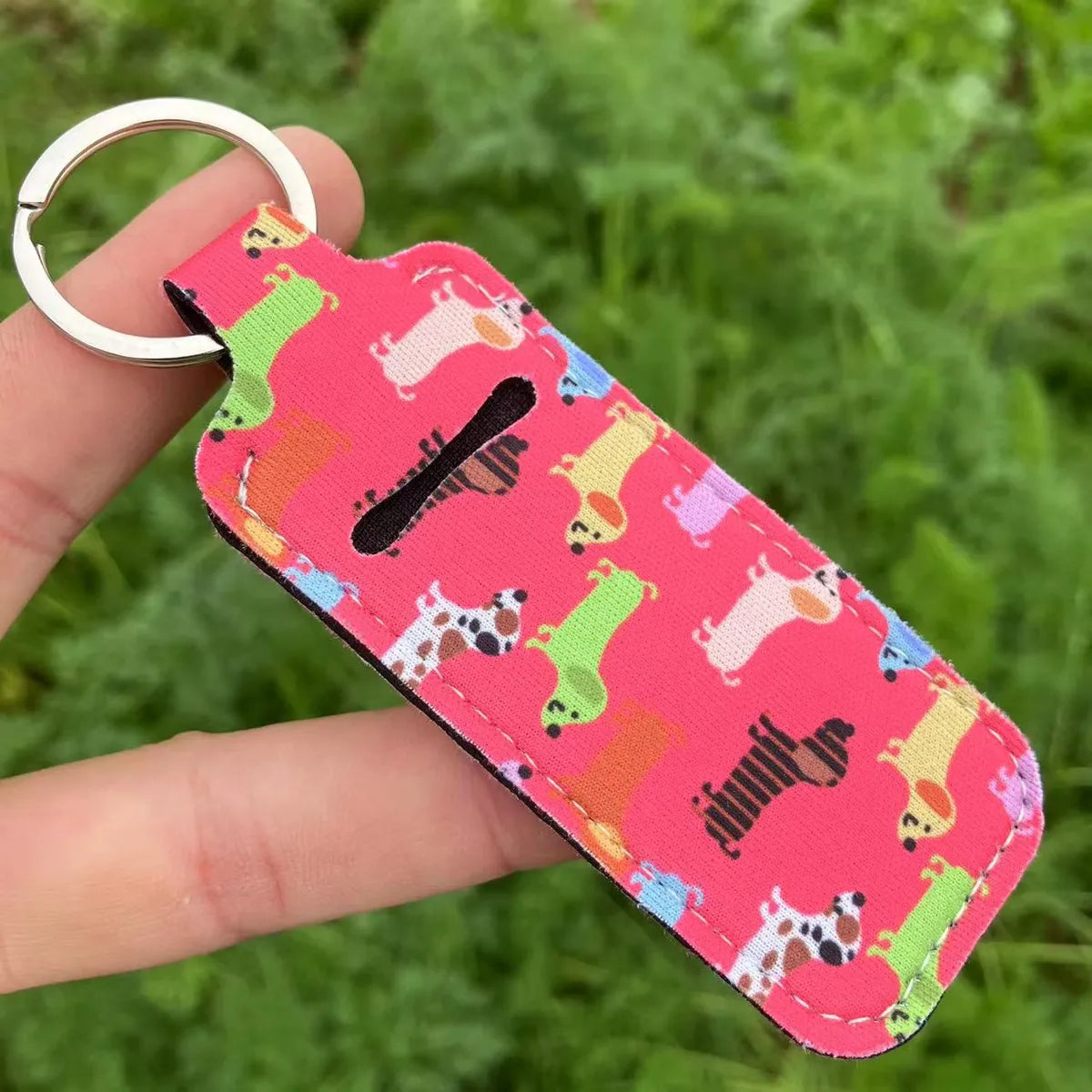 Pastoral Sunflower Lips Leopard Polyester Keychain