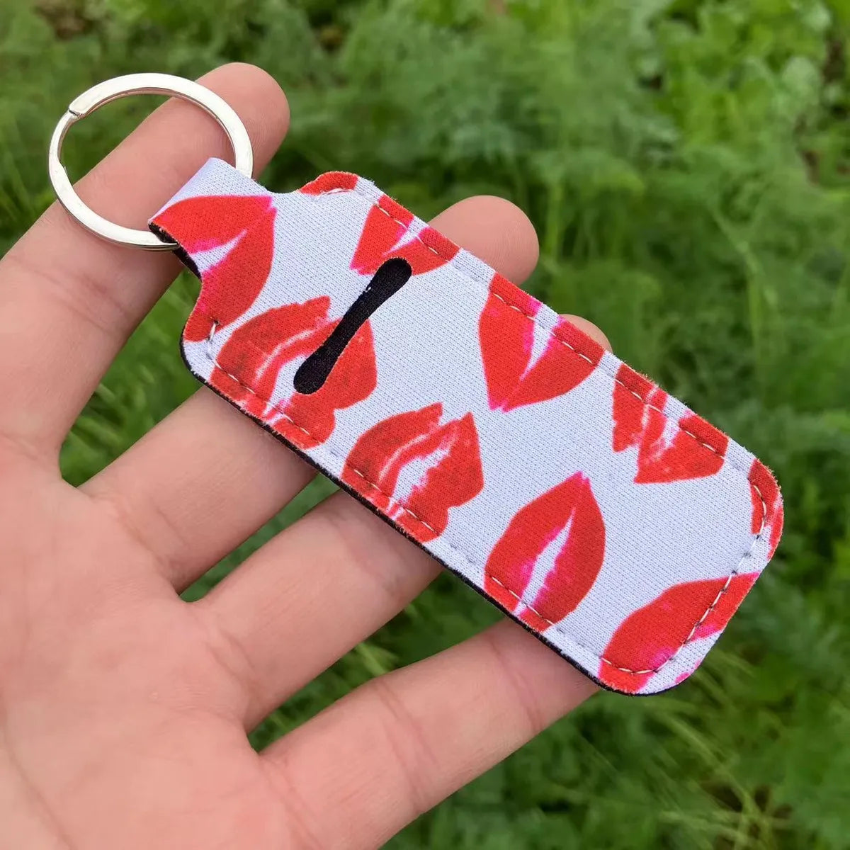 Pastoral Sunflower Lips Leopard Polyester Keychain