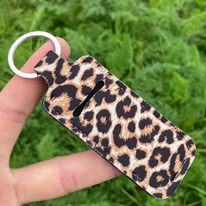 Pastoral Sunflower Lips Leopard Polyester Keychain