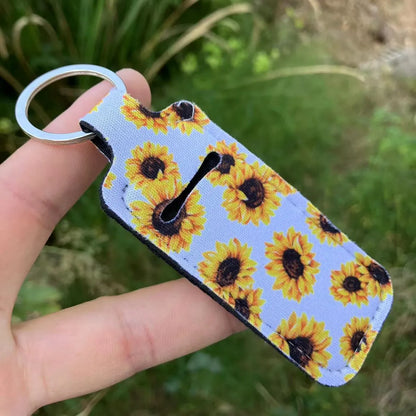 Pastoral Sunflower Lips Leopard Polyester Keychain