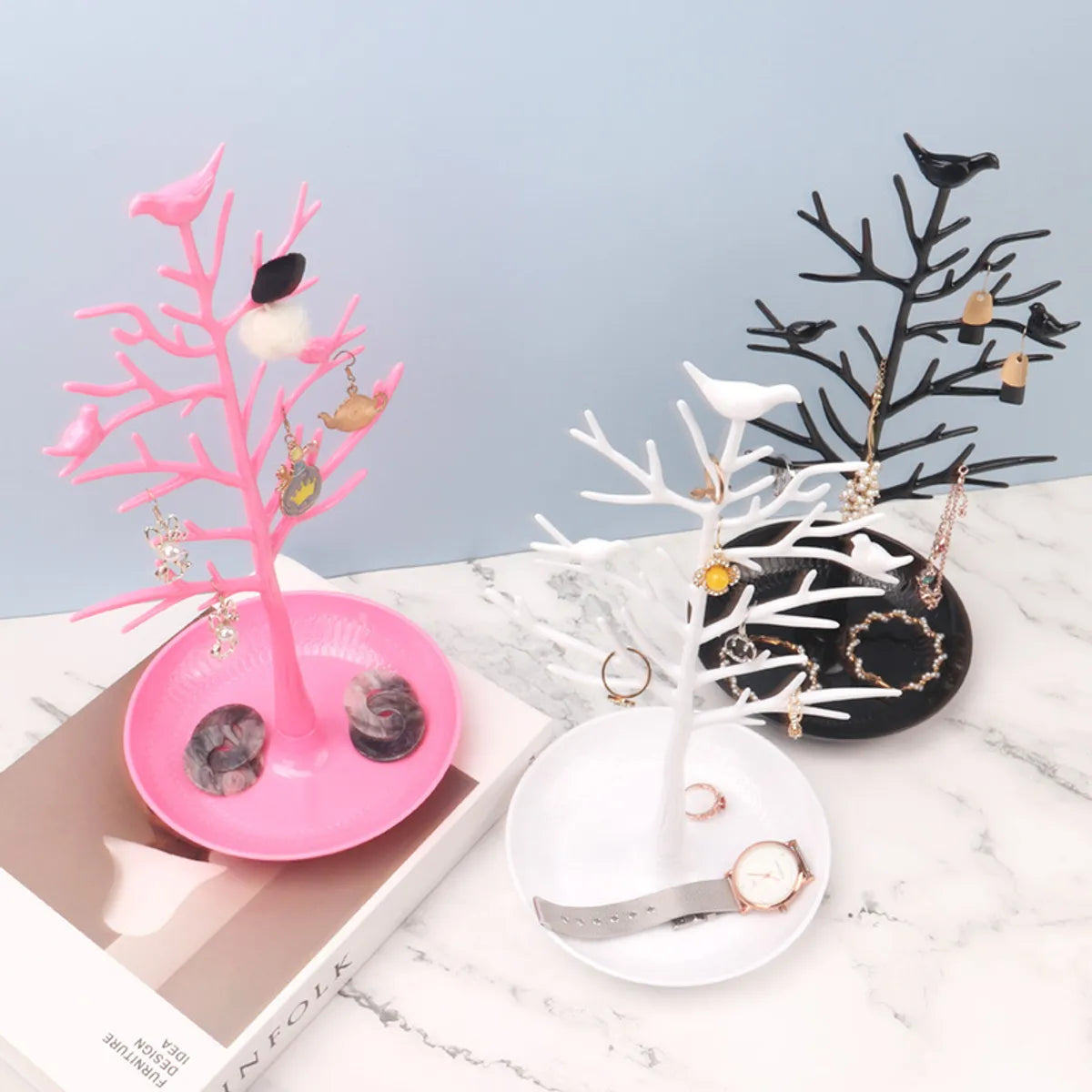 Pastoral Tree Bird Plastic Jewelry Rack