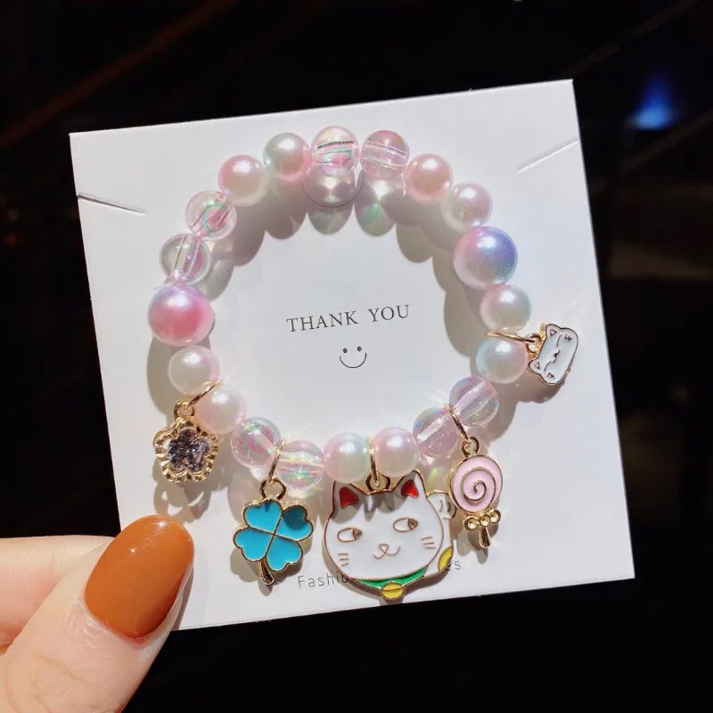 Pearl Cartoon Bracelet Cute Gradient Color Children'S Bracelet Wholesale