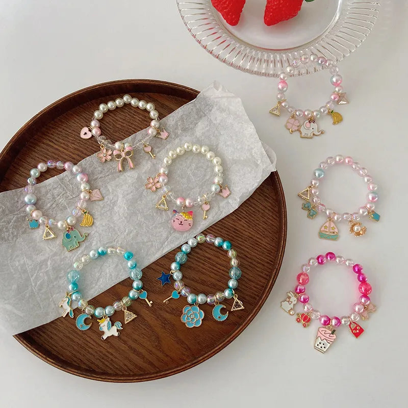 Pearl Cartoon Bracelet Cute Gradient Color Children'S Bracelet Wholesale