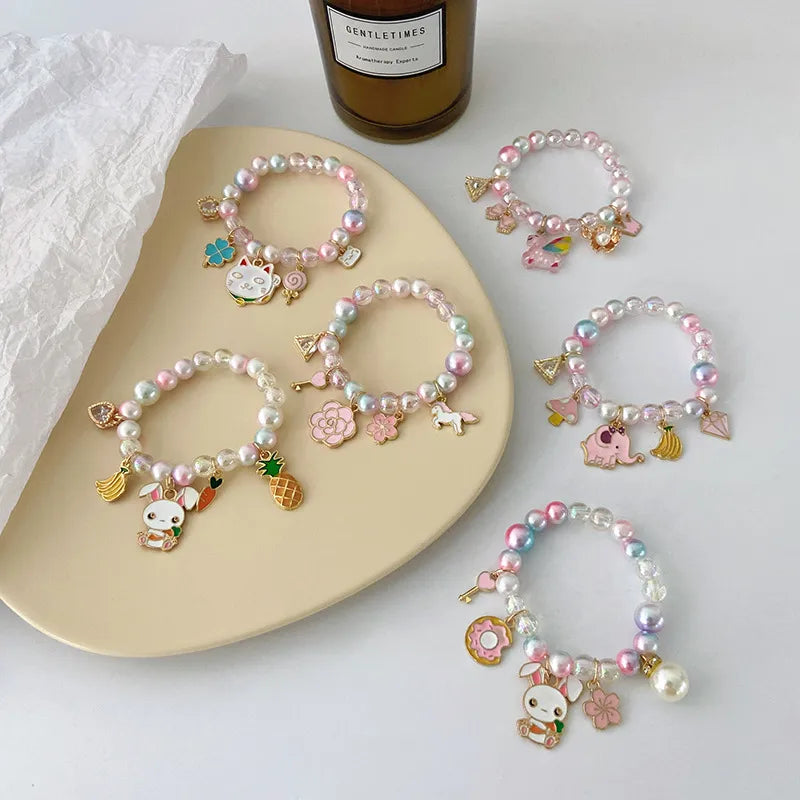 Pearl Cartoon Bracelet Cute Gradient Color Children'S Bracelet Wholesale