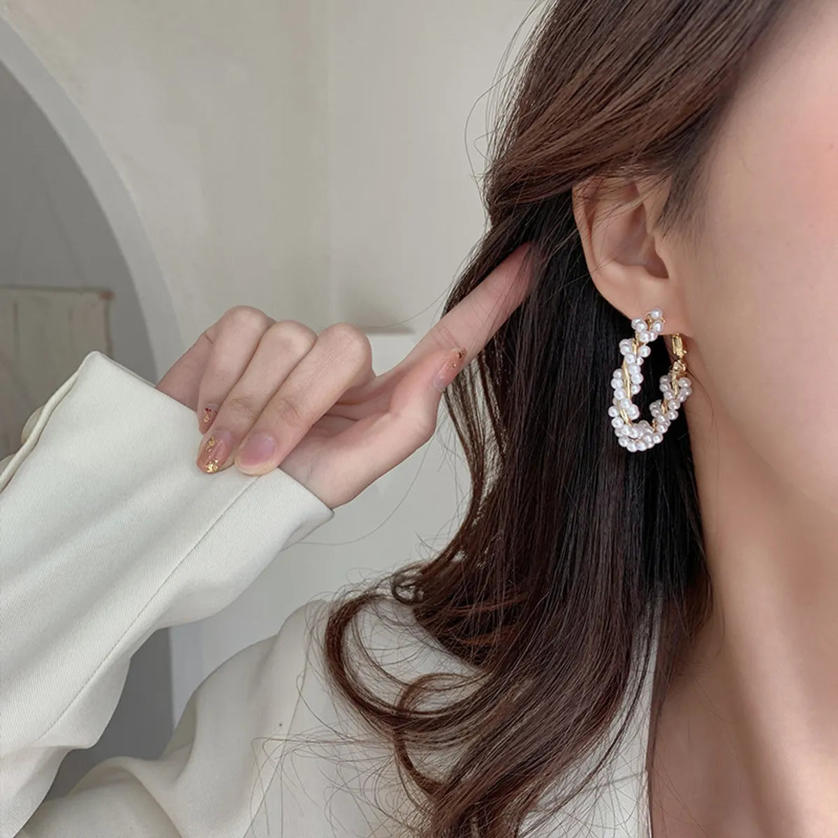 Pearl Circle Earrings