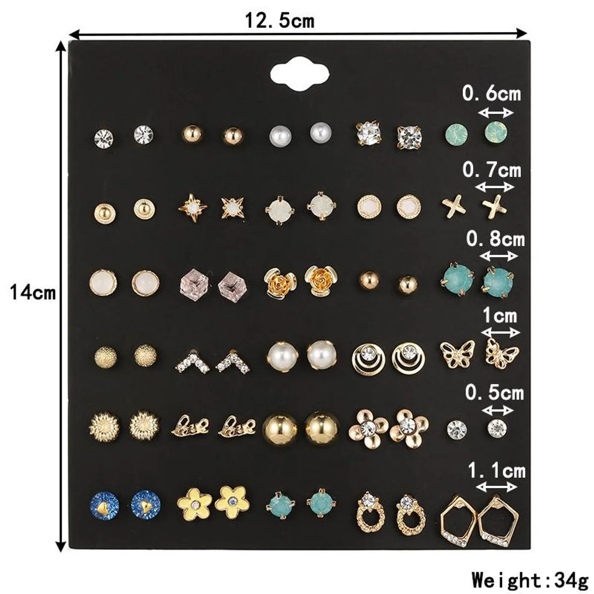 Beads Multi-element Flower Alloy Square Rhinestone Stud Earring Set Nhsd136077