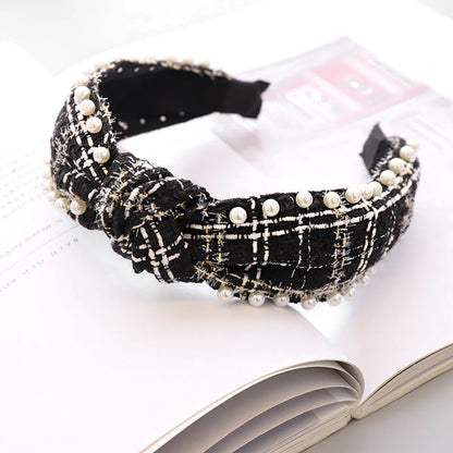 Pearl Plaid Fabric Headband