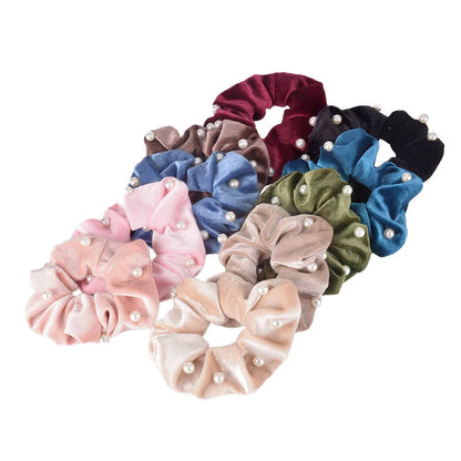 Pearl Velvet Fashion Hair Scrunchies