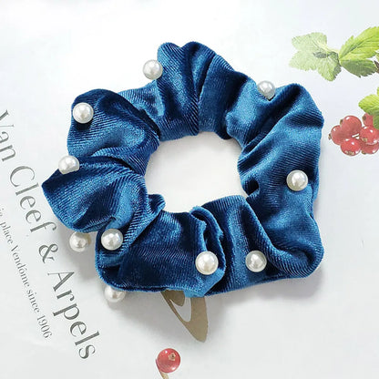 Pearl Velvet Fashion Hair Scrunchies