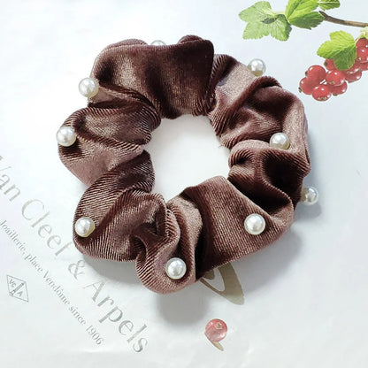 Pearl Velvet Fashion Hair Scrunchies