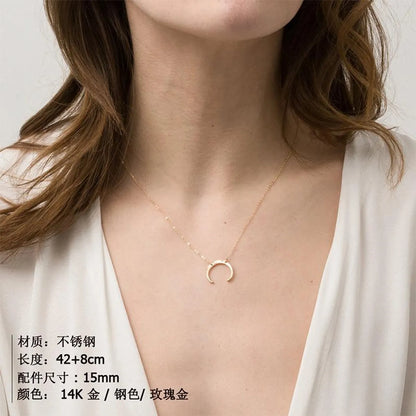 Stainless Steel Fashion Plating Moon No Inlay Necklace