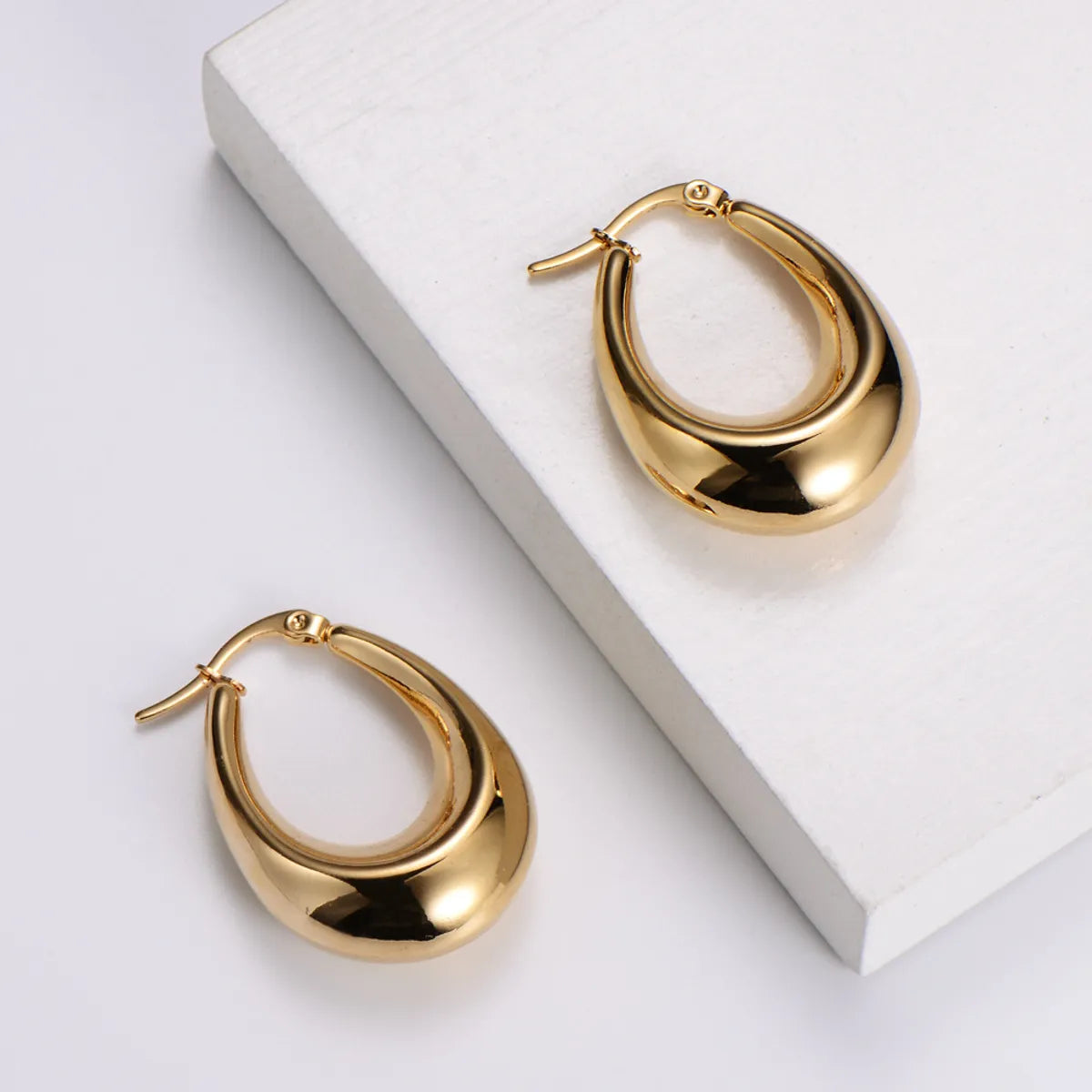 1 Pair French Style Water Droplets Plating Stainless Steel Earrings