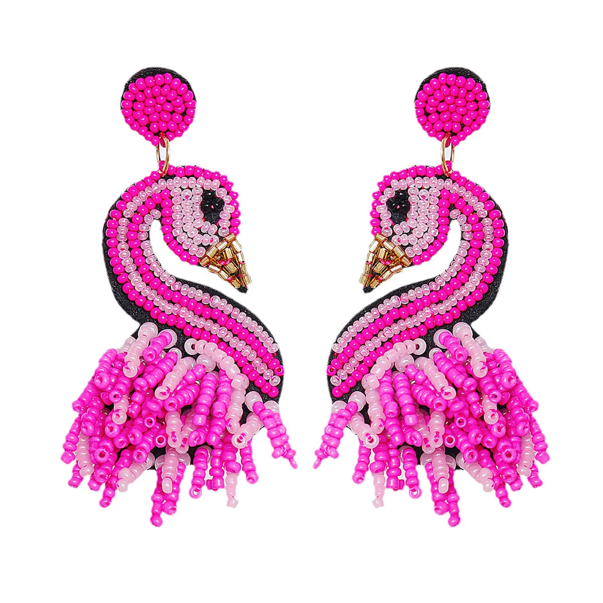 55669 European And American Personalized Exaggerated Flamingo Earrings Female Stud Earrings Earrings Handicraft Bead Ear Rings