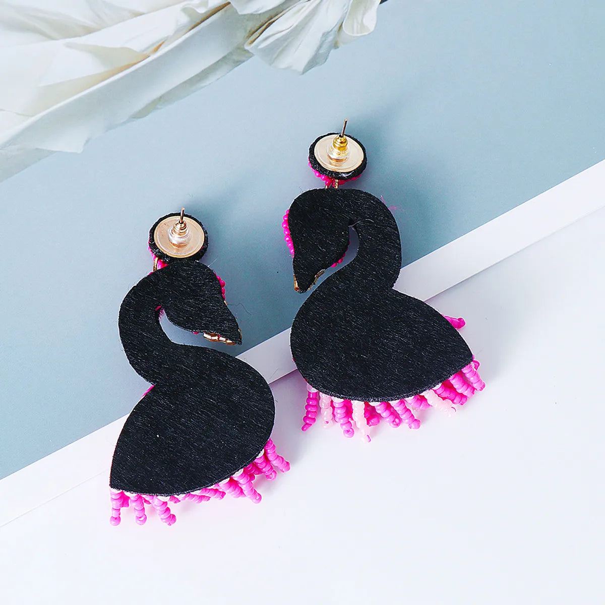 55669 European And American Personalized Exaggerated Flamingo Earrings Female Stud Earrings Earrings Handicraft Bead Ear Rings