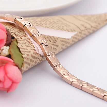 Personality Fashion Rose Gold Inlaid Metal Stone Titanium Steel Bracelet