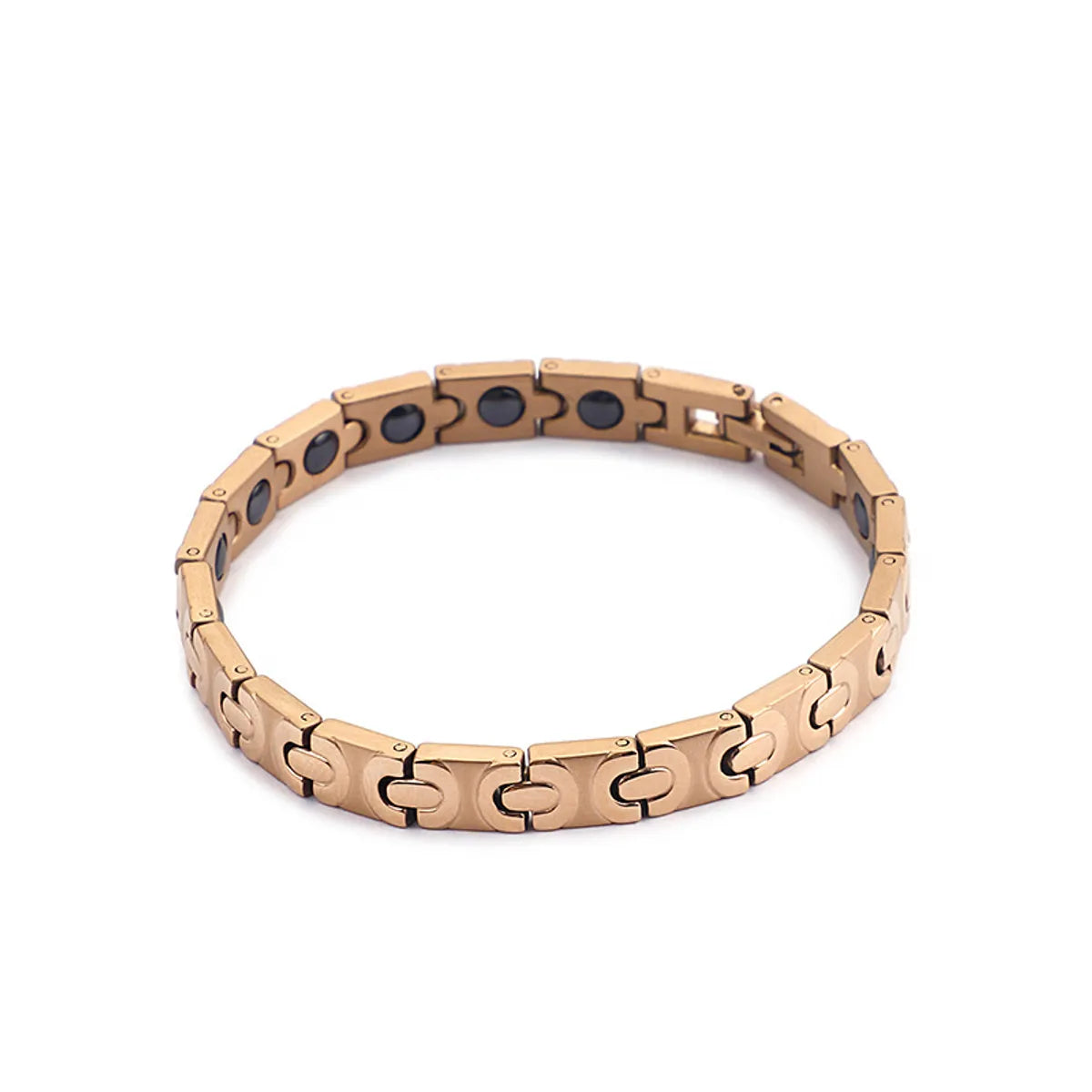 Personality Fashion Rose Gold Inlaid Metal Stone Titanium Steel Bracelet