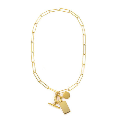 Wholesale Jewelry Simple Style Geometric 304 Stainless Steel 18K Gold Plated Plating Necklace