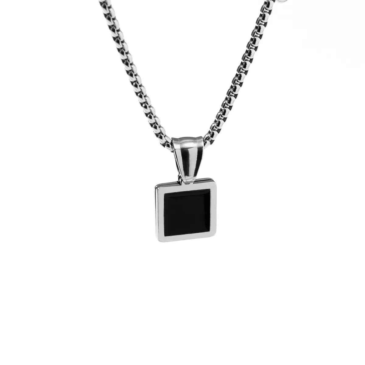 Personality Square Round Pendant Titanium Steel Necklace Wholesale