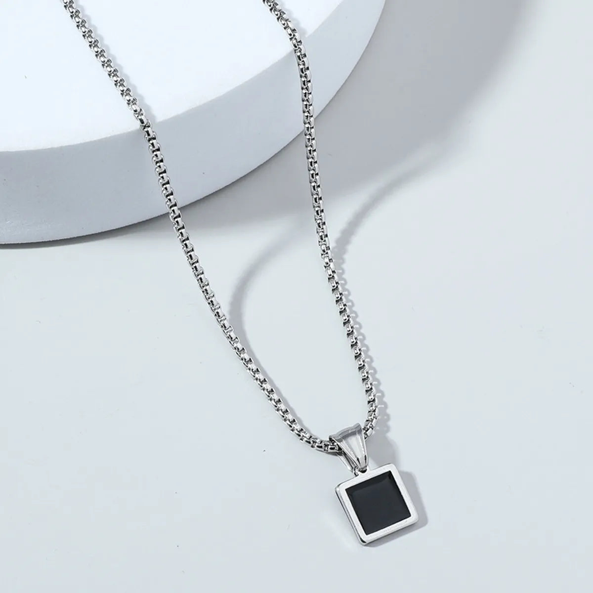 Personality Square Round Pendant Titanium Steel Necklace Wholesale