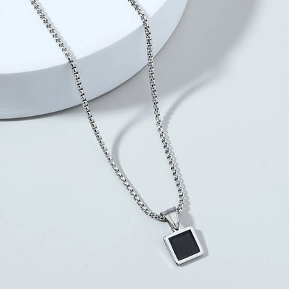 Personality Square Round Pendant Titanium Steel Necklace Wholesale