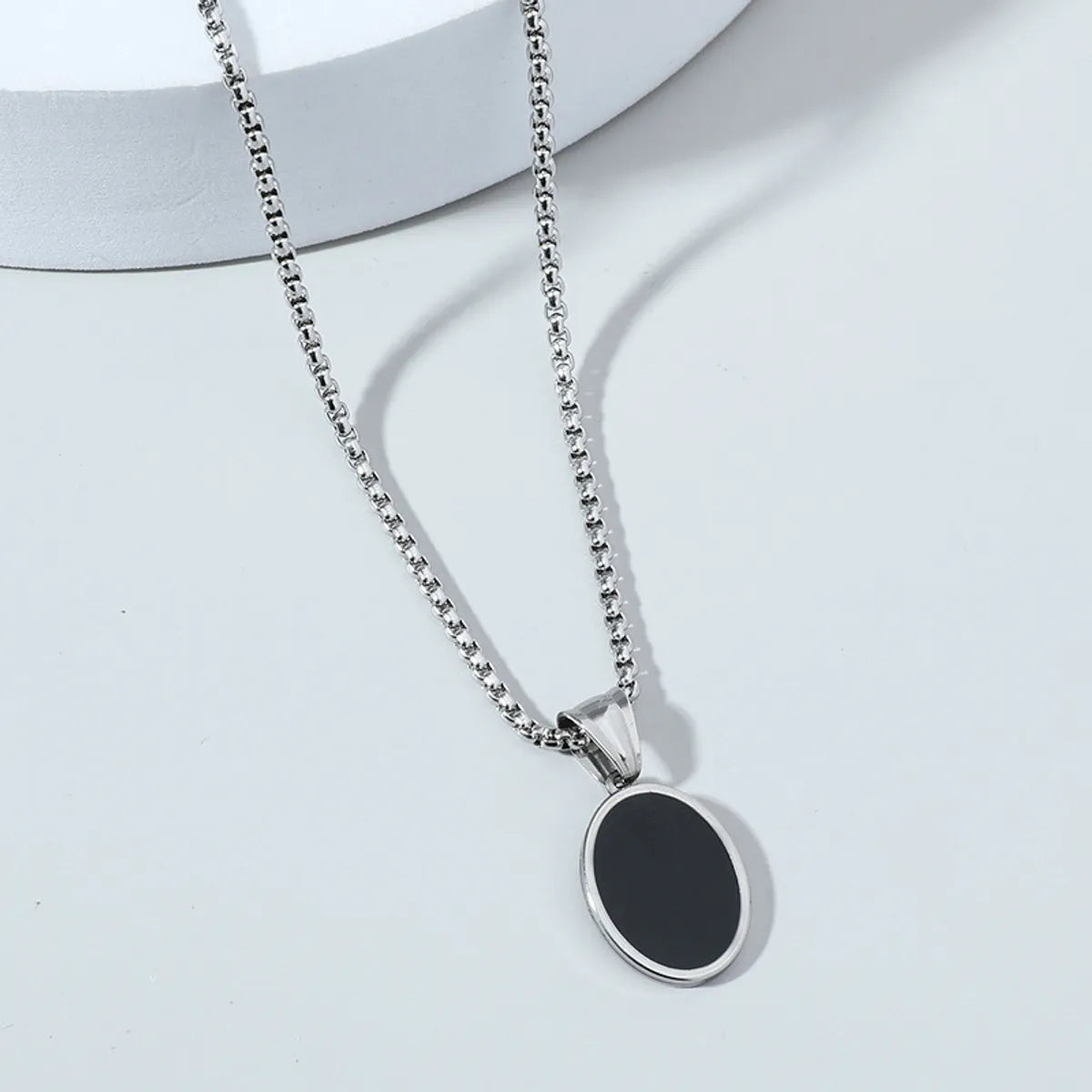 Personality Square Round Pendant Titanium Steel Necklace Wholesale