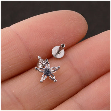 Personality Stainless Steel Zircon Pendant Lip Nail Zircon Inner Teeth Ear Bone Nail