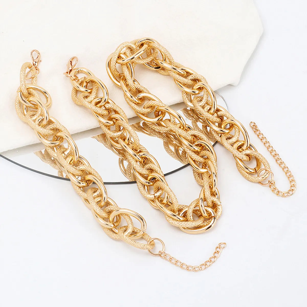 Personalized Golden Exaggerated Aluminum Chain Choker Necklace Bracelet Combination Set Wholesale