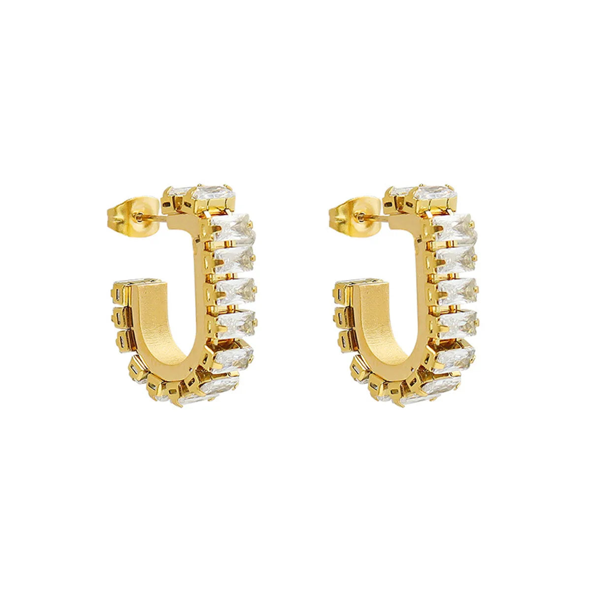 Geometric Plating 304 Stainless Steel 18K Gold Plated Earrings