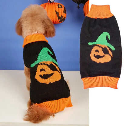 Pet Halloween Multi-Pumpkin Smile Knitted Sweater Small Puppies Clothing