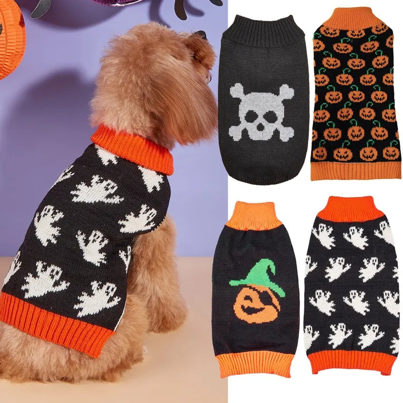 Pet Halloween Multi-Pumpkin Smile Knitted Sweater Small Puppies Clothing