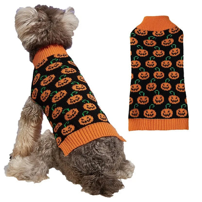 Pet Halloween Multi-Pumpkin Smile Knitted Sweater Small Puppies Clothing