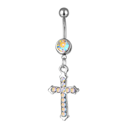 Piercing Jewelry Stainless Steel Diamond Cross Pendant Navel Nail