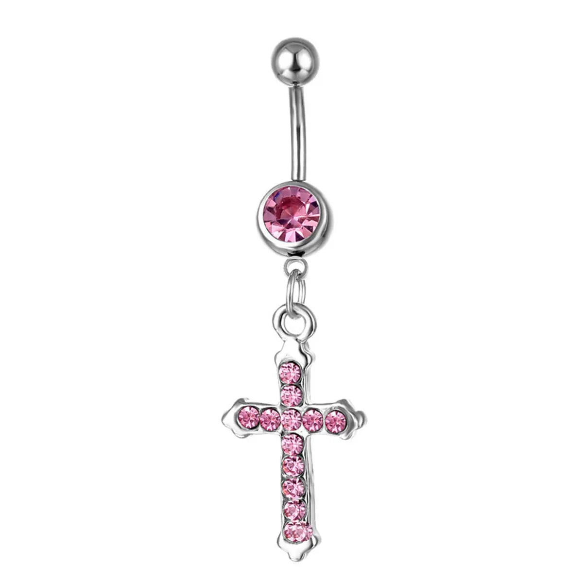 Piercing Jewelry Stainless Steel Diamond Cross Pendant Navel Nail